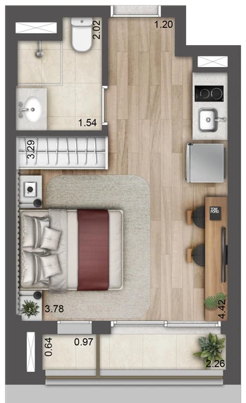 Planta 25m² — TOM Paraíso